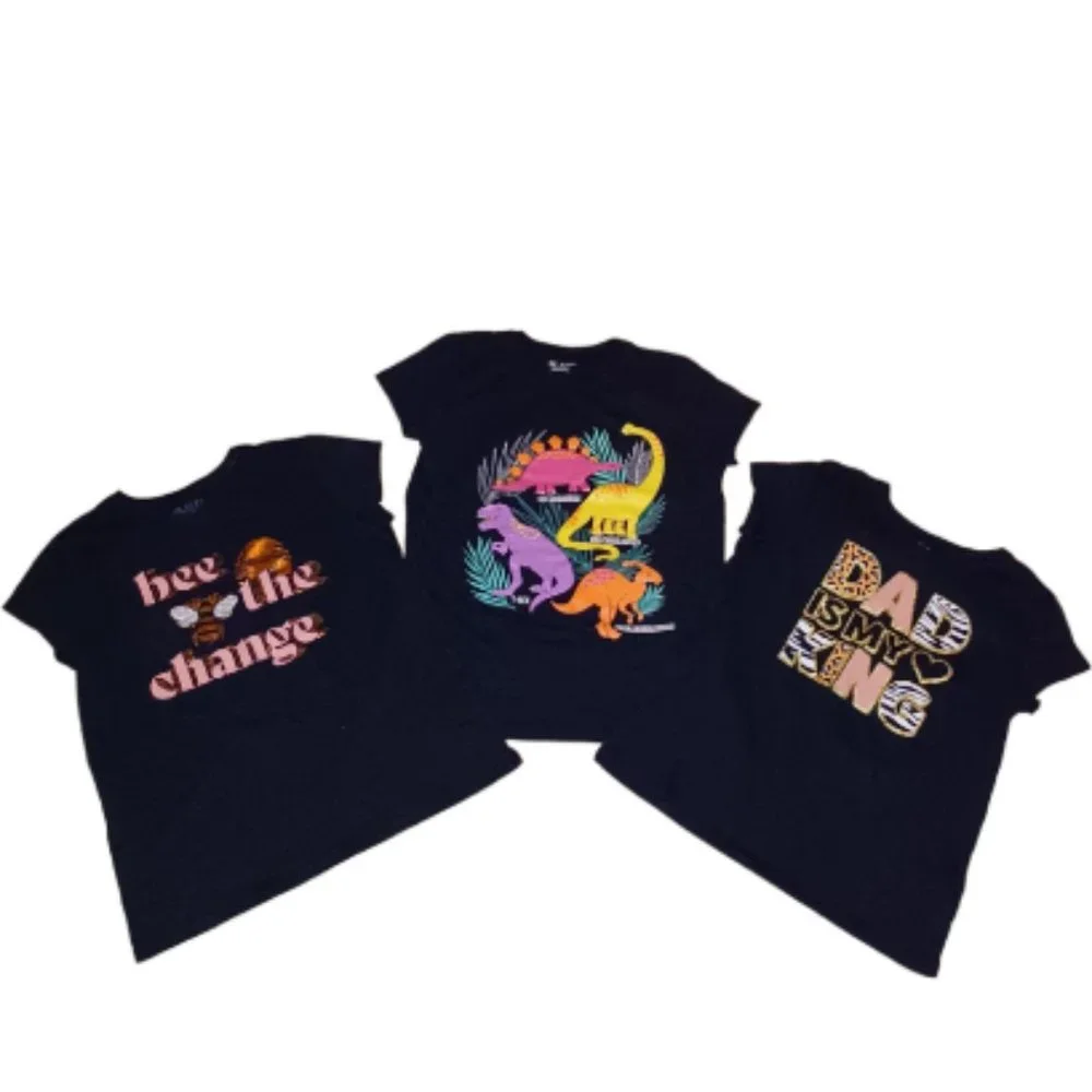 The Children's Place Black Graphic Tee Shirt Bundle Girl Size L